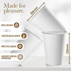Disposable Coffee Cups with Lids 12 oz (100 Pack) - To Go Cups for Hot & Cold Drinks, Tea, Hot Chocolate, Water - Poly-Coated for No Condensation with Rolled Edge - Coffee Cup Bundle