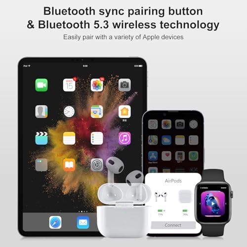 Compatible for AirPods 3rd Generation Charging Case Replacement, Wireless Air Pod 3 Charger Case with Bluetooth Pairing Without Earbuds, White