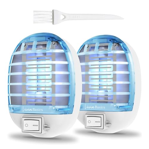 Bug Zapper Indoor, Electric Mosquito Killer,Flying Insect Trap Plug in for Mosquitoes, Gnats, Fruit Flies, Night Light for Living Room, Home, Kitchen, Bedroom, Baby Room, Office (2 Pack)