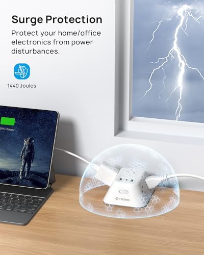 Desk Clamp Power Strip, Surge Protector with 5 AC Outlets and 3 USB Ports, Desk Mount Charging Station, Fit 1.97in Tabletop Edge Thick, 6FT Extension Cord, for Home Office Gaming Accessories