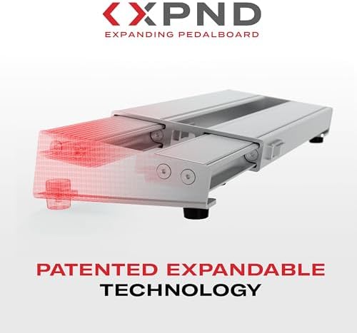D'Addario Accessories XPND Pedal Board - Guitar Pedal Board that Expands - Pedal Boards for Guitars - 1 Row, Lightweight, Durable Aluminum Pedalboard - Pre-Applied Loop Velcro for Swapping Pedals