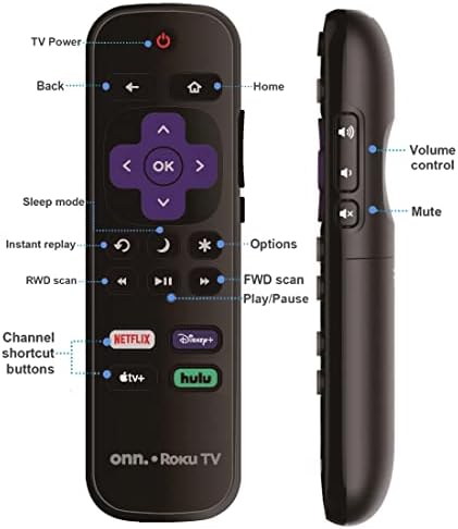 OEM Replacement Remote Control Compatible with All ONN. Roku TV Smart 4K Ultra HDTV 【Only Works with Onn. Roku TV, Not for Roku Stick and Roku Box】 (Netflix/Disney Plus/Apple TV+ / Hulu)