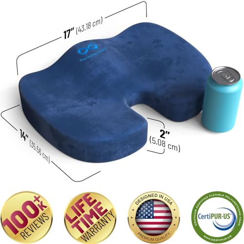 Everlasting Comfort Memory Foam Seat Cushions for Office Chairs - Sciatica & Tailbone Pain Relief Cushion - Car Seat & Office Chair Cushion - Ergonomic Office Desk Accessories for Comfort