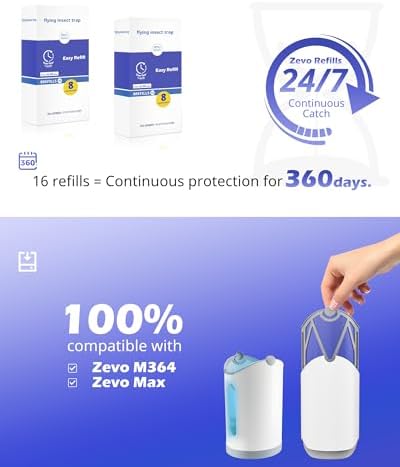 UBeesize 16 Pack Refill Cartridge for Zevo M364 and Max, Replacement Refill Compatible with Zevo Plug-in Light, 100% Fit (16 Cartridges)