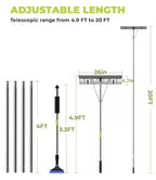 MYTOL 4.9'-20' Snow Rake for House Roof, Snow Scraper for Car Included, 26" Aluminum Blade with Wheels, Extension Tubes & Anti-Skid Handle, Lightweight Snow Roof Rake for Snow, Leaves, Debris Removal