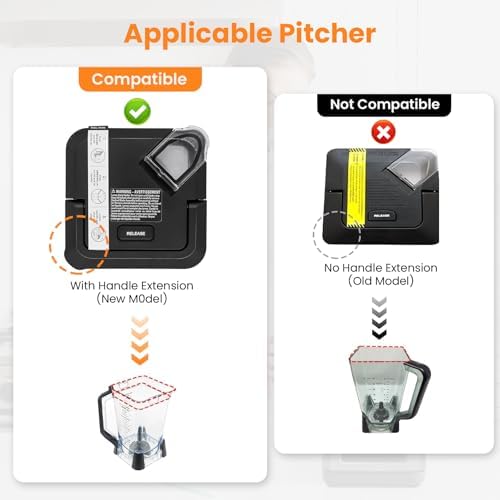 Replacement Locking Lid for Ninja,with 72oz Pitchers New Model,Blenders Replacement lid Parts,Top Replacement Lid Cover,(NEW Model) BL610 BN750 CO610B BN751 DB751A BN800 CT610 with Rim Extension Only