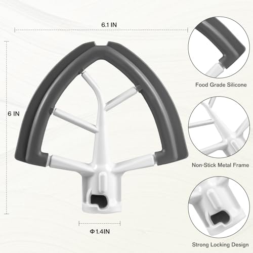 Freeboy Flex Edge Beater for KitchenAid Tilt-Head Stand Mixers, KFE5T Paddle with Scraper for Kitchen Aid Mixer Accessories Beater Blade (4.5-5 Quart), White