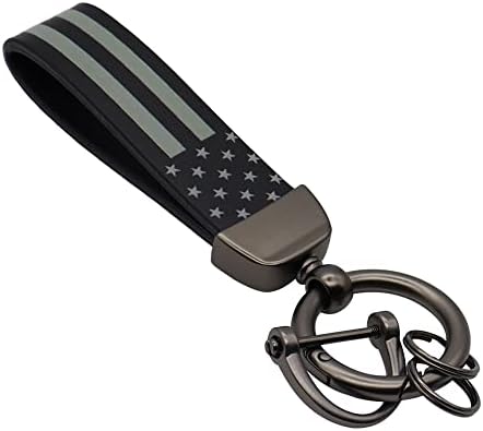 Elegananccy American USA Flag Car Keychain with Zinc Alloy Ring Fit for Truck, Ford, Jeep, Men Car Accessories