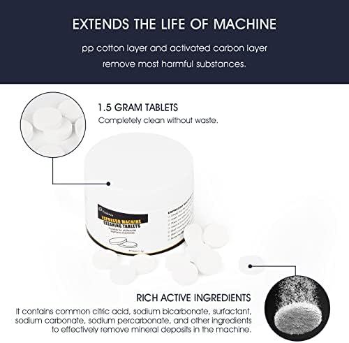 Espresso Machine Cleaning Tablets and Filters for Breville Espresso Machines (40 Tablets + 6 Filters) - 1.5 Gram Cleaning Tablets & Replacement Water Filter - Espresso Cleaner Accessories
