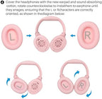 TOZO HT2 Hybrid Active Noise Cancelling Headphones, Wireless Over Ear Bluetooth Headphones Khaki+HT2 Replacement Ear Pads Pink