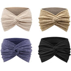 DRESHOW Extra Wide Headbands for Women Cotton Turban Knotted Bandana Head Bands Non Slip Boho Hair Accessories for Sports & Yoga