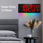 XREXS 16.5" Digital Clock Large Display with Remote Control 7 Color Changes Night Lights LED Wall Clock, Adjustable Dimmer, Temperature Clock for Bedroom, Desk Alarm Clock Gift for Teens Elderly