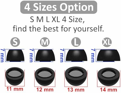Galaxy Buds 3 Pro Memory Foam Tips Earbud, 4 Pairs Replacement Comfortable No Silicone Pain Noise Isolation Earbuds Accessories Compatible with Samsung Galaxy Buds 3 Pro - Black S/M/L/XL