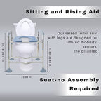 Raised Toilet Seat with Arms, 22in Width, Height Adjustable, Reinforced and Anti-Skid Design, Commode Chair and Safety Frame for Most Toilets，Bathroom Assist Frame for Elderly, Handicap【Widen】