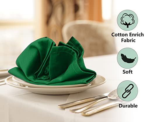 Ruvanti Cloth Napkins Set of 12, 18x18 Inches Napkins Cloth Washable, Soft, Durable, Absorbent, Cotton Blend. Table Dinner Napkins Cloth for Hotel, Christmas Parties, Restaurant, Wedding - Dark Green