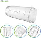 Blender Replacement Parts for Ninja, 24oz Ninja Blender Cups with To-Go Lids, 7 Fins Extractor Blade, Compatible with Nutri Ninja Auto iQ Blenders BL2012 BN801 BL480-30 BL640-30 BL642-30 NN100-30