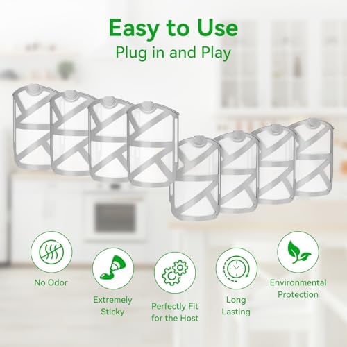8Pcs Mosquito Bug Light Flying Insect Trap Refills 8 Pack Compatible with ZEVO, Indoor Fruit Fly Refill Cartridge Sets for Plug-in Light M364 and Max
