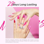 Modelones Dip Powder Nail Kit, 4 Colors Valentine's Day Hot Pink Glitter Dipping Starter Set with Liquid and Complete Accessories for French Nails Art Salon DIY at Home Manicure