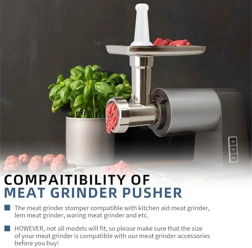 Universal Meat Grinder Pusher/Stomper for Kitchenaid Meat Food Grinder Parts, Meat Grinder Attachments Replacement for Lem Meat Grinder Pusher Tool, 9.6 Inch HDPE Food Grade Material, 1 Pcs