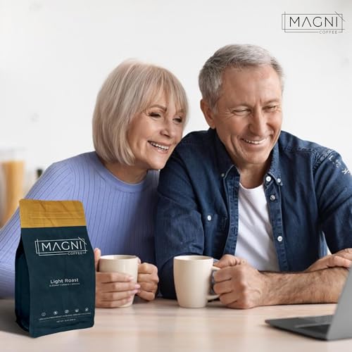 Magni Coffee - Whole Beans - Light Roast - Low Acid - Single Origin USDA Organic Non-GMO Beans Third Party Tested For Mycotoxins & Pesticides - Fair Trade -12 Oz