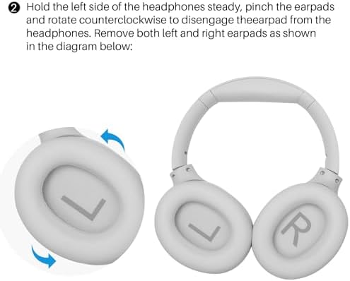 TOZO HT2 Hybrid Active Noise Cancelling Headphones, Wireless Over Ear Bluetooth Headphones Pink +HT2 Replacement Ear Pads White
