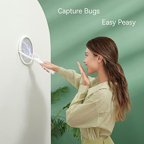 2-Pack Rotating Head Rechargeable Electric Fly Swatter Electric Fly Swatter Racket Bug Zapper Racket Mosquito Zapper Bug Zapper Indoor Fruit Fly Zapper Racket Spider Killer Gnat Trap Wasp Catcher