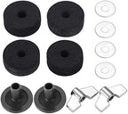 Facmogu 13PCS Cymbal Replacement Accessories, Standard Hi-Hat Clutch, Drum Cymbal Felt Pads Include Wing Nuts & Washers & Plastic Cymbal Sleeves, Replacement for Drum Set - Black