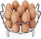 GSlife Egg Steamer Rack - Stackable Instant Pot Egg Rack with Heat Resistant Silicon Handles, Cook 18 Eggs, Stainless Steel Egg Steaming Rack for 6, 8 Qt Pressure Cooker Accessories, Kitchen Steam Rack, 2 Pack