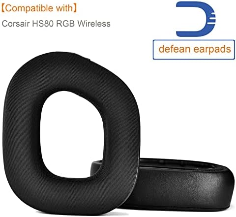 HS80 RGB Thicker Upgrade Quality Earpads - Replacement Ear Cushion Cup Compatible with Corsair HS80 RGB Wireless Headphone, High-Density Noise Cancelling Foam，Added Thicknes (Black Cooling Gel)