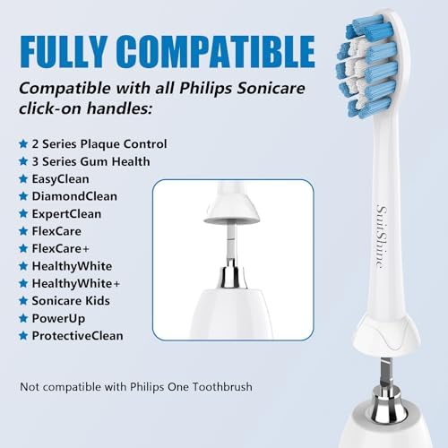 Replacement Toothbrush Heads Compatible with Philips Sonicare and More Click-on Handles 8 Pack Blackwhite