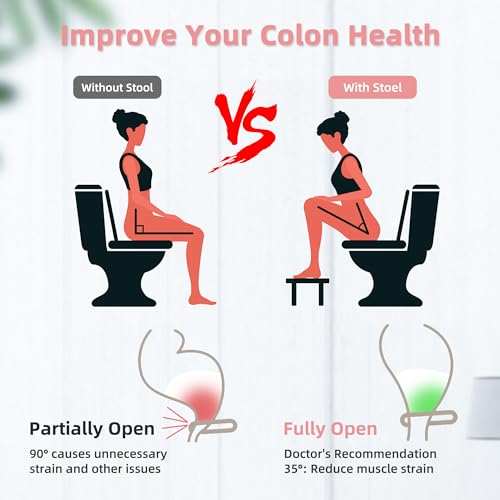 7inches Foldable Toilet Stool (Pink), Healthy Bathroom Squatting Posture Poop Stool with Anti-Slip Feet, A Good Helper to Effective Relief of Constipation, Easy to Storage Toilet Squat Stool