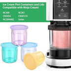 Creami Pints and Lids for Ninja - 4 Pack, Containers Replacement for Ninja Creami, 16oz Creamer Storage Containers Cups Jars Canisters Set Compatible with NC299AMZ & NC300s Series Ice Cream Maker