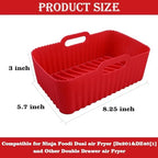 WMKGG Silicone Air Fryer Liners, 2PCS Reusable Rectangular Air Fryer Silicone Liners, Non-Stick Air Fryer Basket Accessories for Ninja Foodi Dual Air Fryer DZ201/DZ401 8-10QT