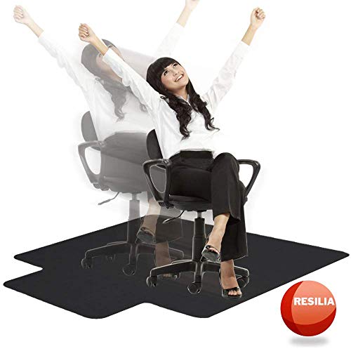 Resilia Office Desk Chair Mat with Lip - for Low Pile Carpet (with Grippers) Black, 36 Inches x 48 Inches, Made in The USA