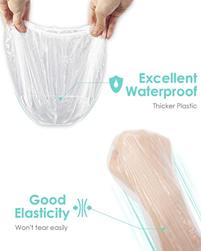 Auban 100PCS Disposable Shower Caps, Plastic Clear Hair Cap Large Thick Waterproof Bath Caps for Women, Hotel Travel Essentials Accessories Deep Conditioning Hair Care Cleaning Supplies(20.5")