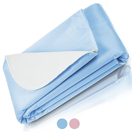 Vive Bed Pads for Incontinence Washable, Bed Wetting Protection for Adults & Elderly - Waterproof Reusable Underpads for Mattress, Women, Men, Kids, Pets (Blue, 34" x 52")