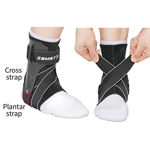 Zamst A2-DX Sports Ankle Brace with Protective Guards For High Ankle Sprains and Chronic Ankle Instability-for Basketball, Volleyball, Lacrosse, Football-Black, Right, XL