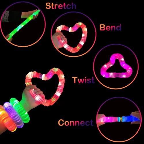 Glow Sticks Bulk Party Favor Supplies for Kids 48 PCS, LED Light up Pop Tubes for Toddlers,Glow in Dark Bracelet Necklace Accessories Decorations for Easter Birthday Wedding Camping