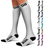 SB SOX Compression Socks (20-30mmHg) for Men & Women – Best Compression Socks for All Day Wear, Better Blood Flow, Swelling! (X-Large, White/Black)