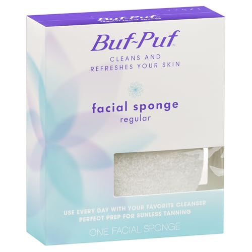 Buf-Puf Facial Sponge, Dermatologist Developed, Removes Deep Down Dirt & Makeup That Causes Breakouts and Blackheads, Reusable, Exfoliating, White, 2 Count