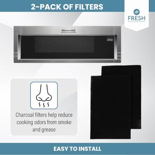 2PK Replacement Activated Carbon Over the Range Microwave Air Filters - Universal Size Cut to Fit Models Frigidaire Whirlpool GE LG Maytag KitchenAid - Made in USA (18"x15")
