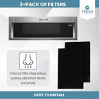 2PK Replacement Activated Carbon Over the Range Microwave Air Filters - Universal Size Cut to Fit Models Frigidaire Whirlpool GE LG Maytag KitchenAid - Made in USA (18"x15")