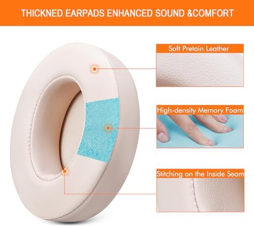 Studio 3 Ear Pads Replacement, GEVO Earpad Cushions for Beats Studio 2 3 Wired Wireless Over-Ear Headphones, Studio3 Ear Cups with Strong Adhesive (Rose Gold)