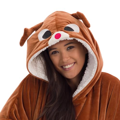 THE COMFY Original Reindeer Wearable Blanket Christmas Gifts for Women and Men, Oversized Microfiber and Sherpa Blankets As Seen On Shark Tank