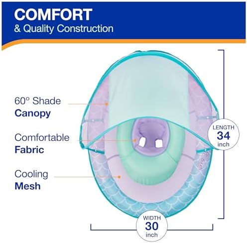 Swimways Baby Spring Float, Baby Pool Float with Canopy & UPF Protection, Swimming Pool Accessories for Kids 9-24 Months