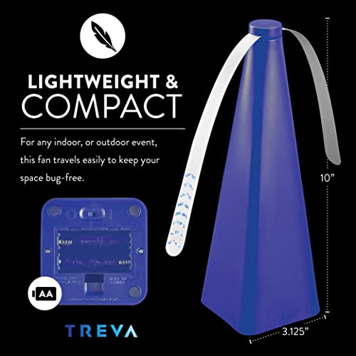 Treva Chemical Free Bug Fan Fly Repellent/Deterrent with Holographic Blades to Clear Bugs, Mosquitoes, and Flies, Battery Powered Fly Fan