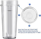2-pack Blender Replacement Parts Single Serve 16oz cups with Sip & Seal Lids Compatible with Ninja Blenders