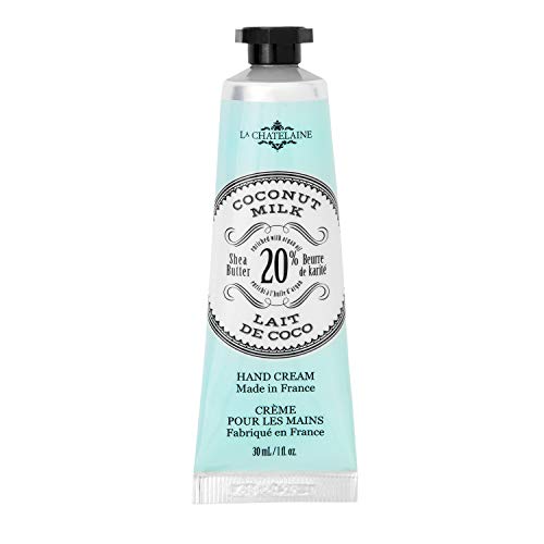 La Chatelaine 20% Shea Butter Hand Cream Travel Size, Organic Argan Oil, Moisturizing, Nourishing, Repairing, Extra-Rich Hand Lotion, Made in France, Paraben Free, 1 oz / 30ml (Coconut Milk)