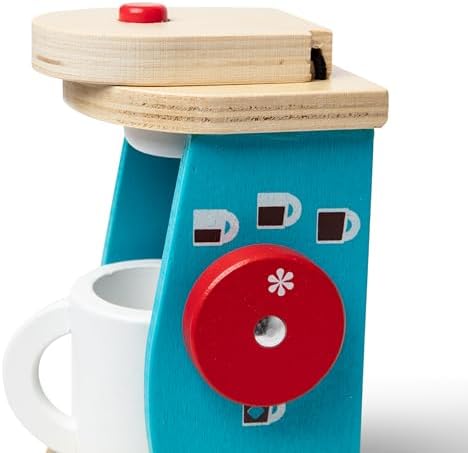 Melissa & Doug 11-Piece Brew and Serve Wooden Coffee Maker Set - Play Kitchen Accessories Pretend Play Kitchen Accessories Kids Coffee Maker Set For Girls And Boys
