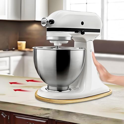 KAWENDE Mixer Slider Mat for Kitchenaid Stand Mixer, Bamboo Sliding Board for KitchenAid 4.5-5 Qt Tilt-Head Stand Mixer, Mixer Slider for Counter Sliding Tray for KitchenAid Mixer Mixers Accessories
